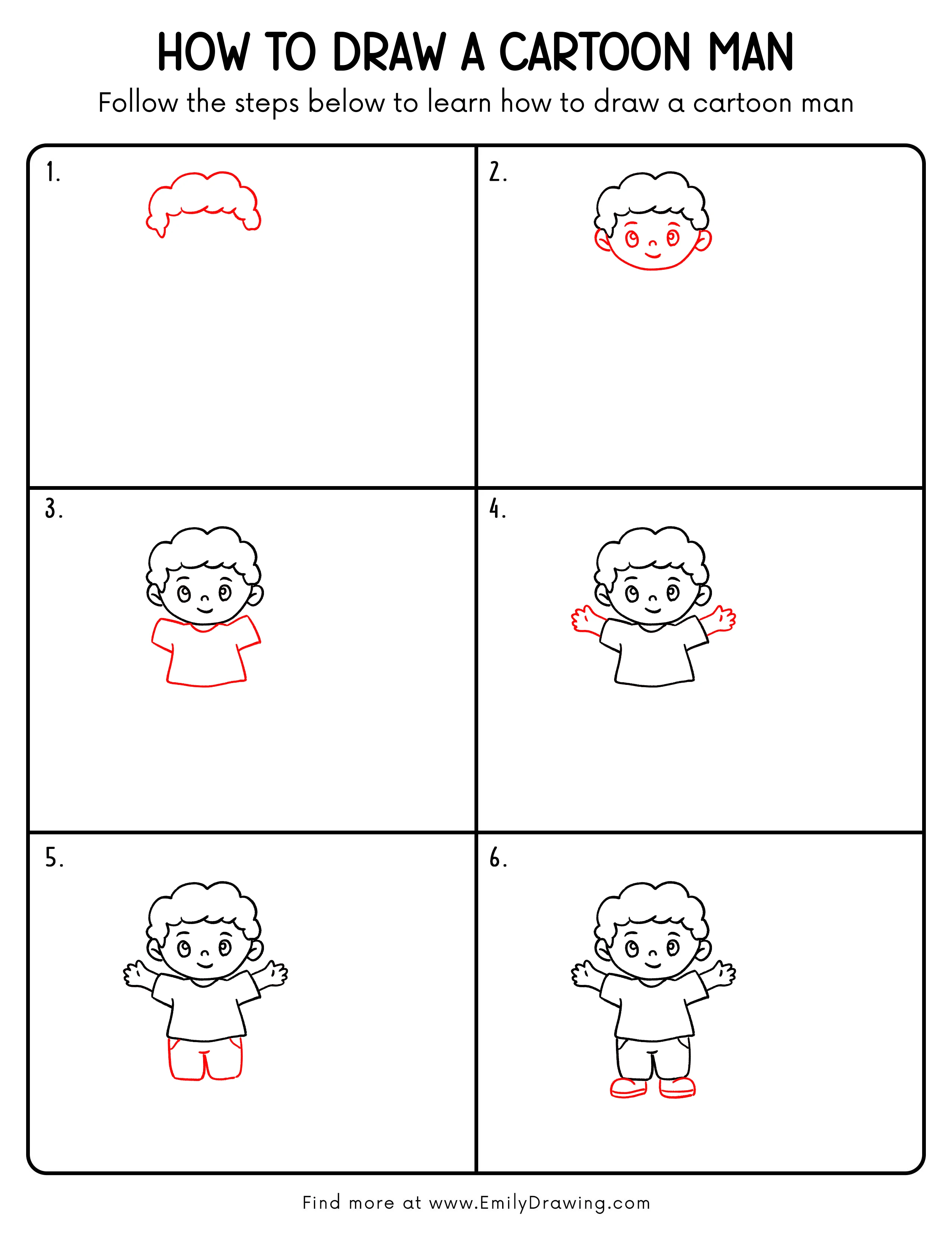 Printable Cartoon Man Drawing Guide